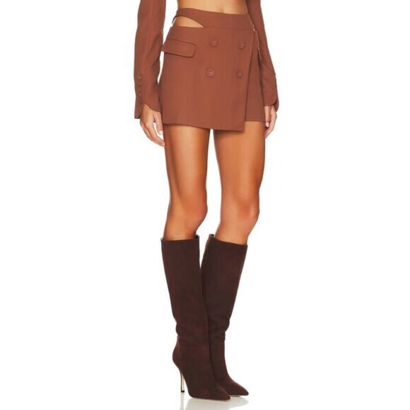 NWT FOR LOVE & LEMONS Alysa Mini Skirt Skort Size Medium Brown - Picture 3 of 6
